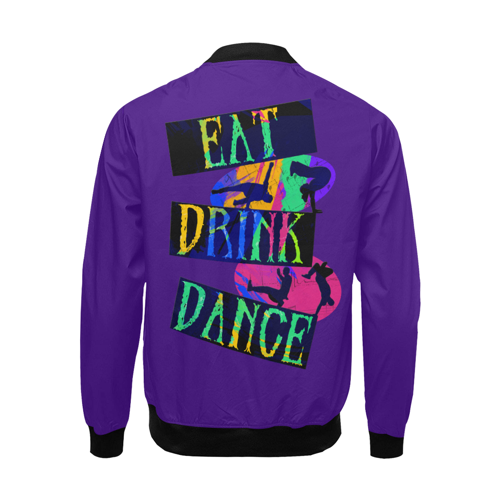 Break Dancing Colorful / Purple All Over Print Bomber Jacket for Men/Large Size (Model H19)