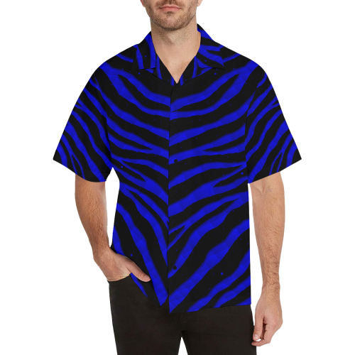 Ripped SpaceTime Stripes - Blue Hawaiian Shirt (Model T58)