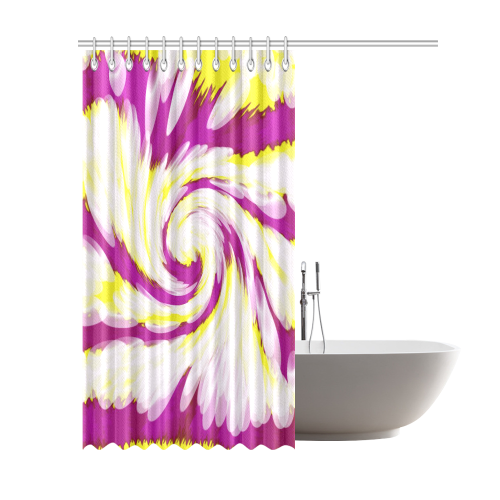 Pink Yellow Tie Dye Swirl Abstract Shower Curtain 69"x84"