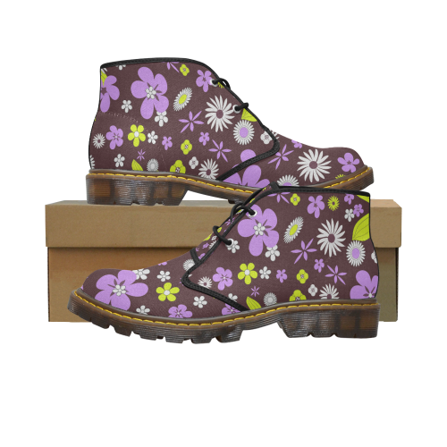 FLORAL DESIGN 4 Women's Canvas Mid-Top Boots (Model 2402-1)