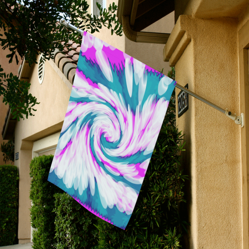 Turquoise Pink Tie Dye Swirl Abstract Garden Flag 28''x40'' （Without Flagpole）