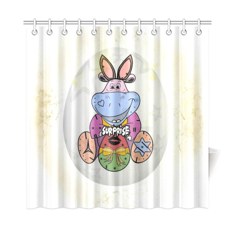 Surprise Hippo by Nico Bielow Shower Curtain 72"x72"