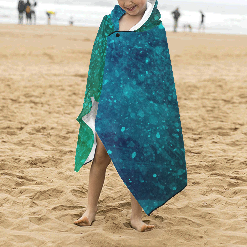 Blue and Green Abstract Kids' Hooded Bath Towels