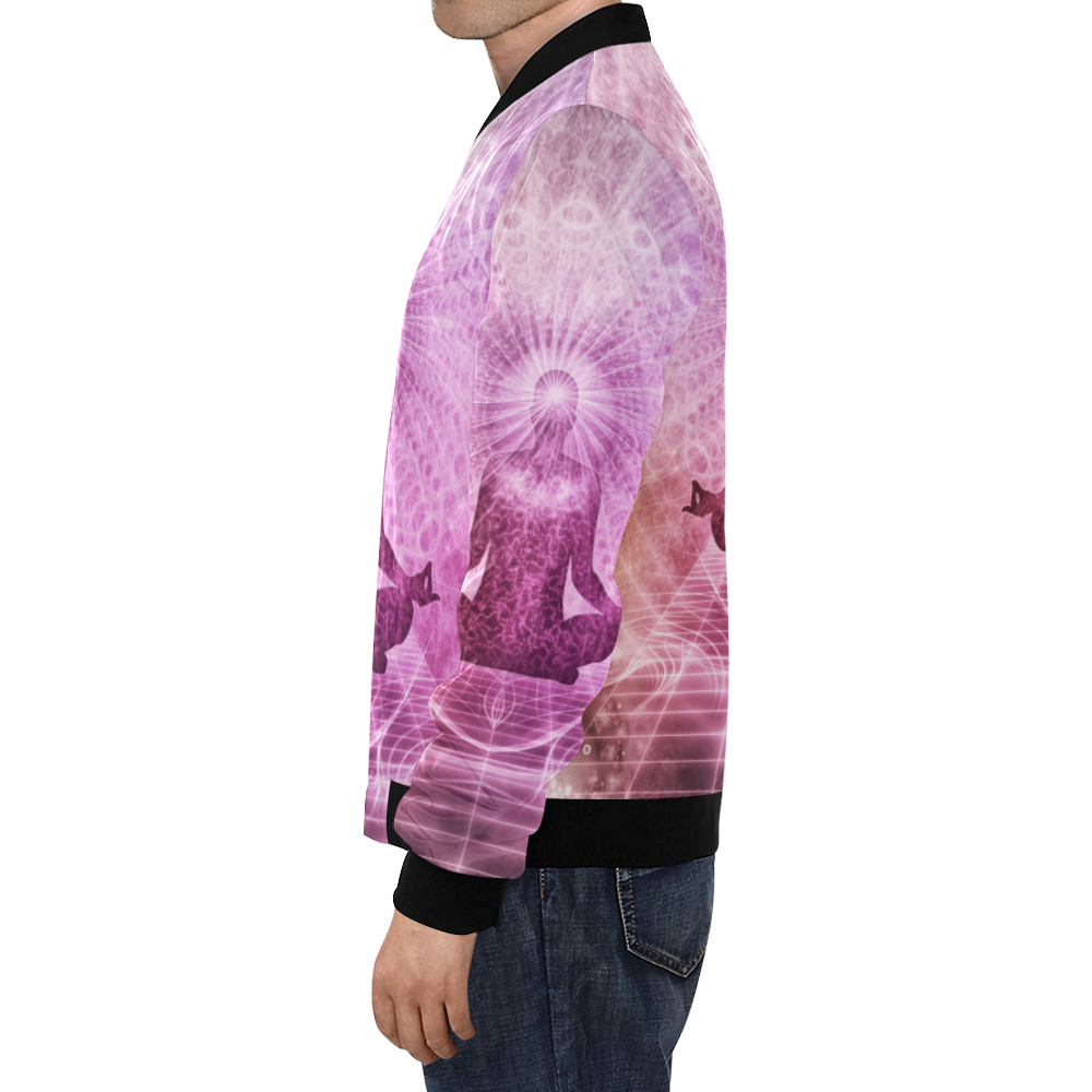 meditation yoga graphic art All Over Print Bomber Jacket for Men/Large Size (Model H19)