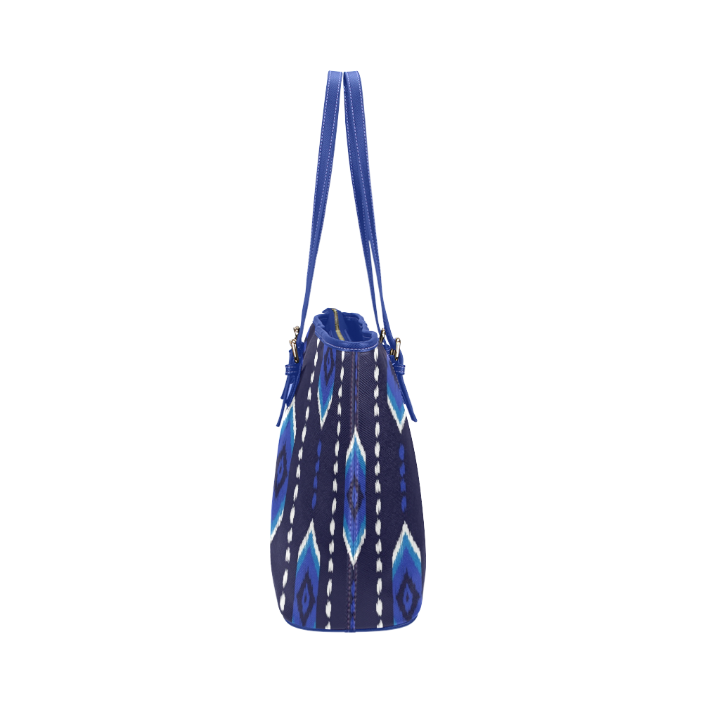 Aztec - Blue Leather Tote Bag/Small (Model 1651)