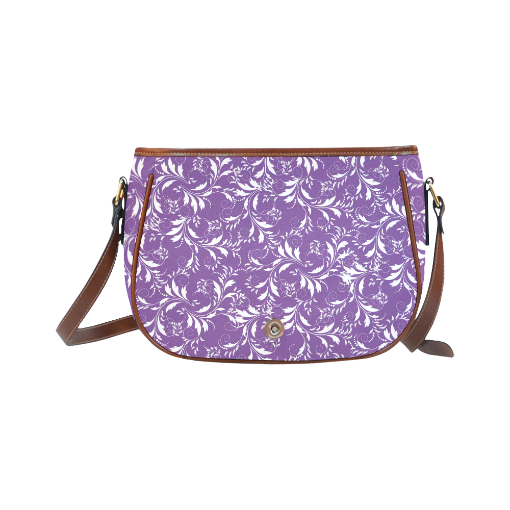 Fancy Floral Pattern Saddle Bag/Small (Model 1649) Full Customization