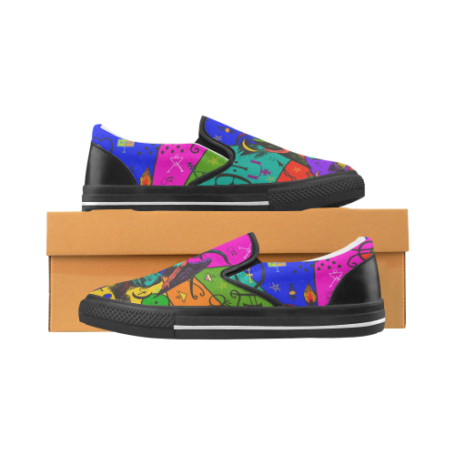 Awesome Baphomet Popart Women's Slip-on Canvas Shoes (Model 019)