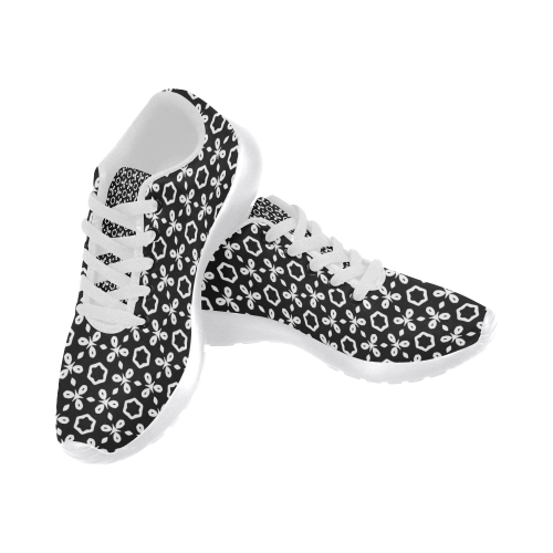 geometric pattern black and white Women’s Running Shoes (Model 020)