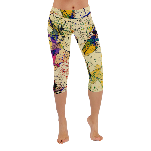 Paint Women's Low Rise Capri Leggings (Invisible Stitch) (Model L08)