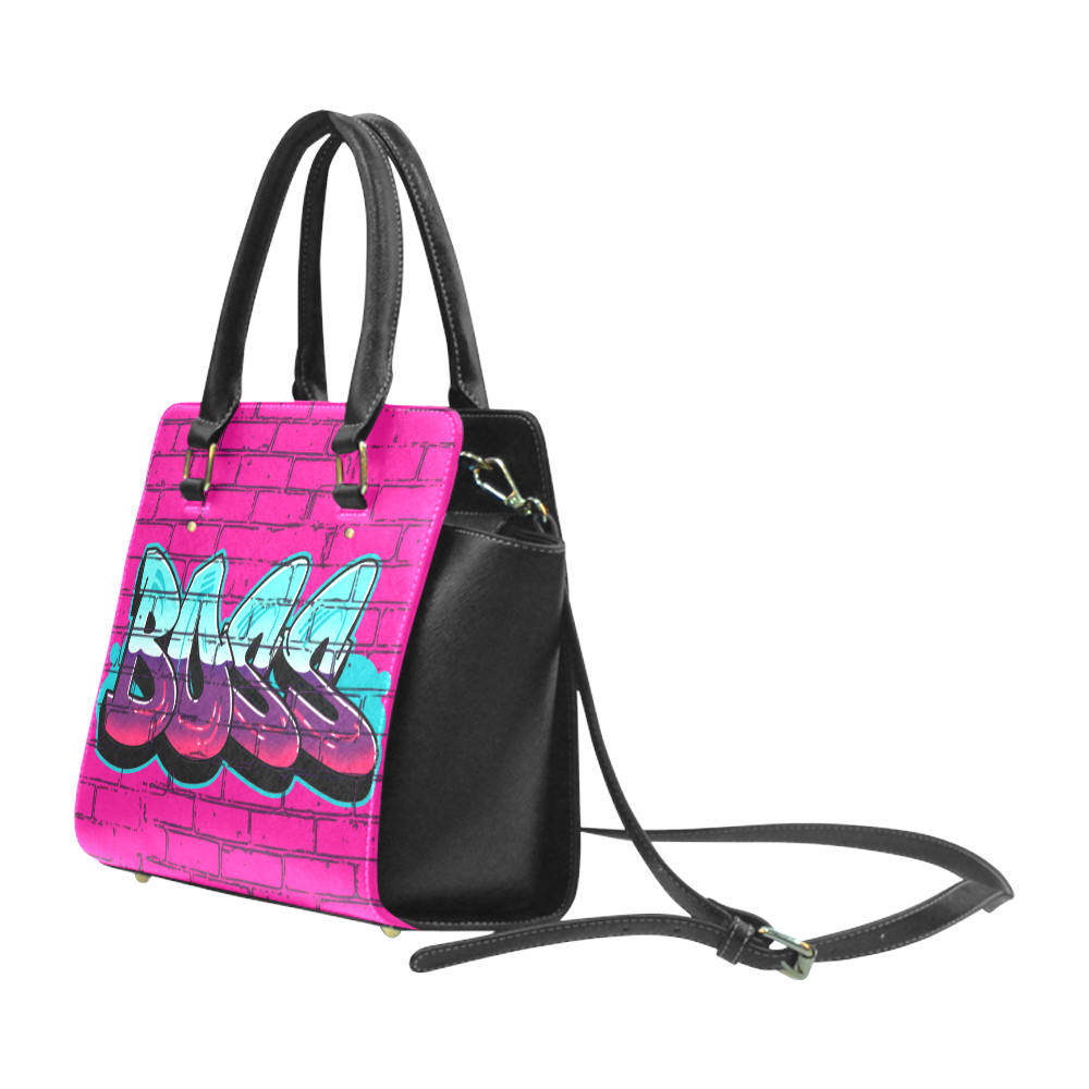 Boss Graffiti Brick Hot Pink Classic Shoulder Handbag (Model 1653)