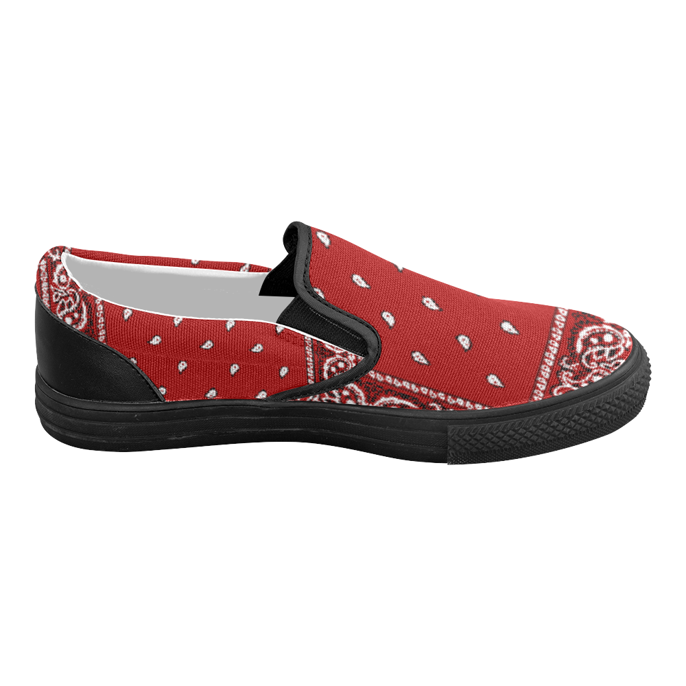 Red Bandana Women's Slip-on Canvas Shoes (Model 019)