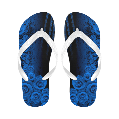 rose 3 blue Flip Flops for Men/Women (Model 040)