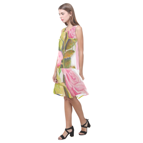 Late Spring Roses Flair Tank Dress Sleeveless Splicing Shift Dress(Model D17)