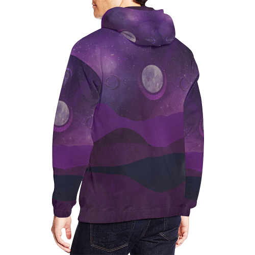 Purple Moon Night All Over Print Hoodie for Men (USA Size) (Model H13)