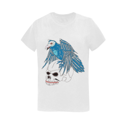 Raven Sugar Skull White Front Women's T-Shirt in USA Size (Two Sides Printing)