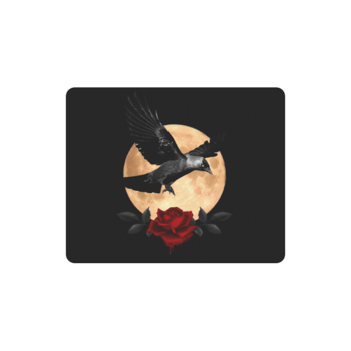 Gothic Full Moon With Raven And Rose Rectangle Mousepad