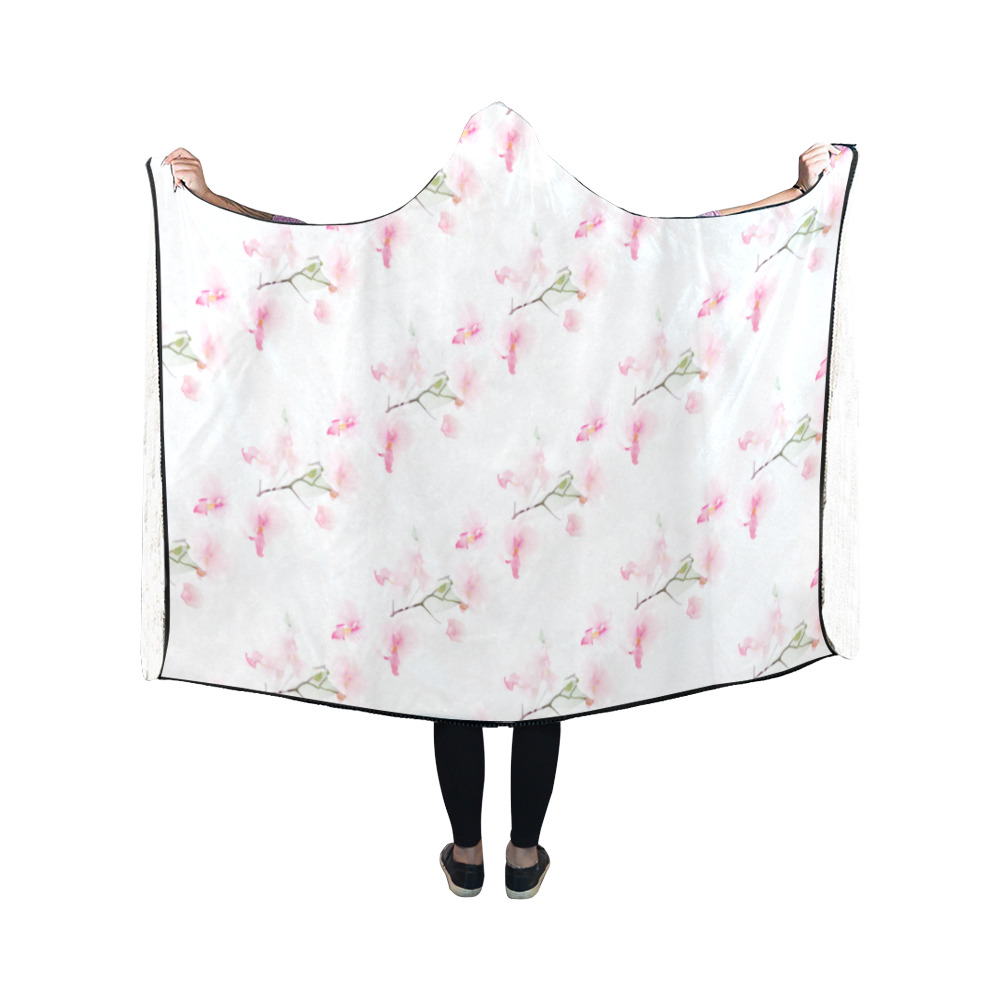 Pattern Orchidées Hooded Blanket 50''x40''