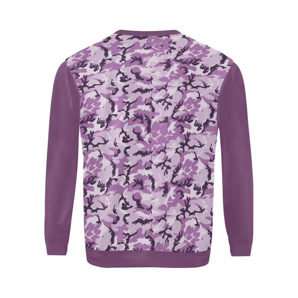 Woodland Pink Purple Camouflage  (Vest Style) Purple All Over Print Crewneck Sweatshirt for Men/Large (Model H18)