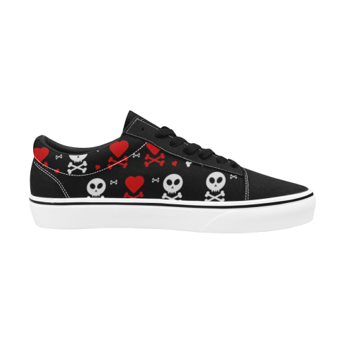 Skull Hearts Men's Low Top Skateboarding Shoes (Model E001-2)