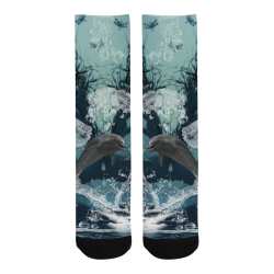 Dolphin jumping by a heart Trouser Socks (For Men)