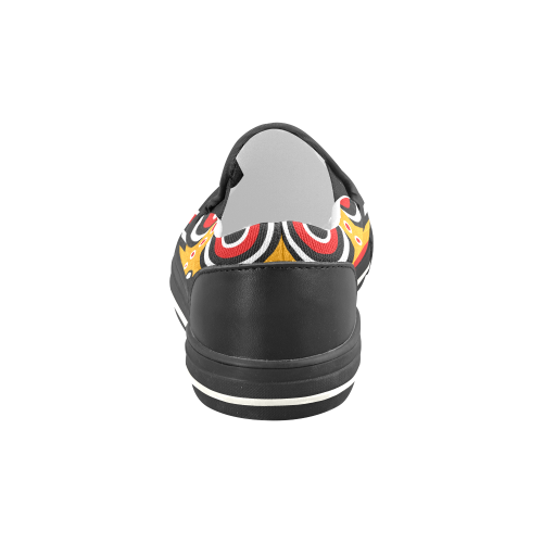 Red Yellow Tiki Tribal Slip-on Canvas Shoes for Kid (Model 019)