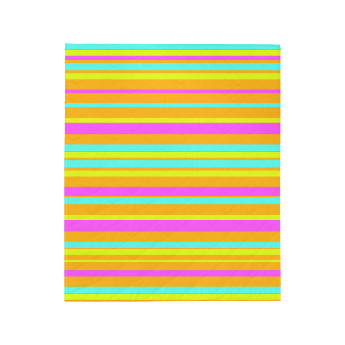 Neon Stripes  Tangerine Turquoise Yellow Pink Quilt 50"x60"