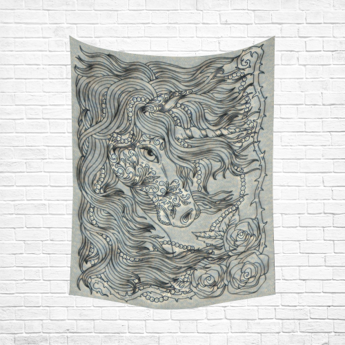 Beautiful Pearl Unicorn Blacklight Cotton Linen Wall Tapestry 60"x 80"