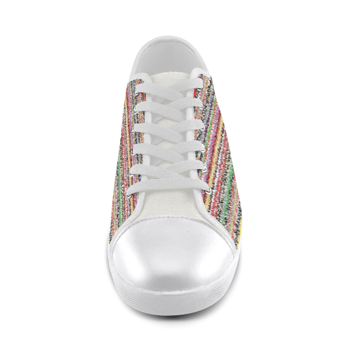 Patterns of colorful lines Canvas Shoes for Women/Large Size (Model 016)