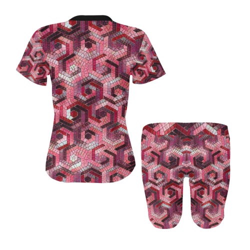 Pattern Factory 23 red by JamColors Women's Short Yoga Set