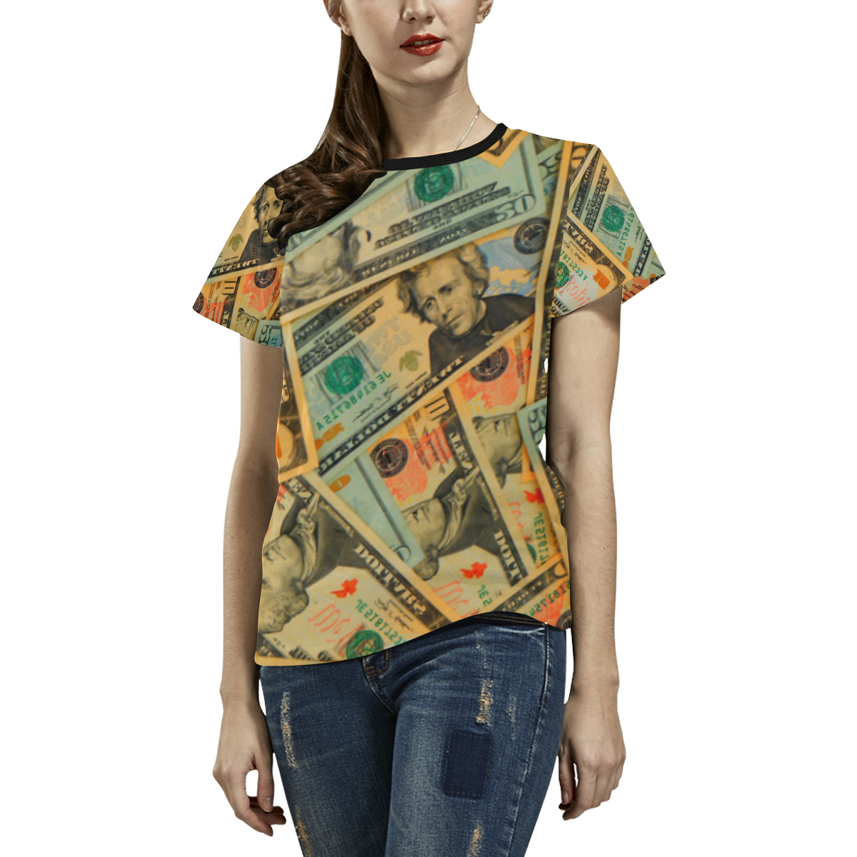 US DOLLARS 2 All Over Print T-shirt for Women/Large Size (USA Size) (Model T40)