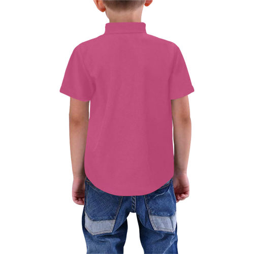 Color Solid Pink Peacock Boys' All Over Print Short Sleeve Shirt (Model T59)