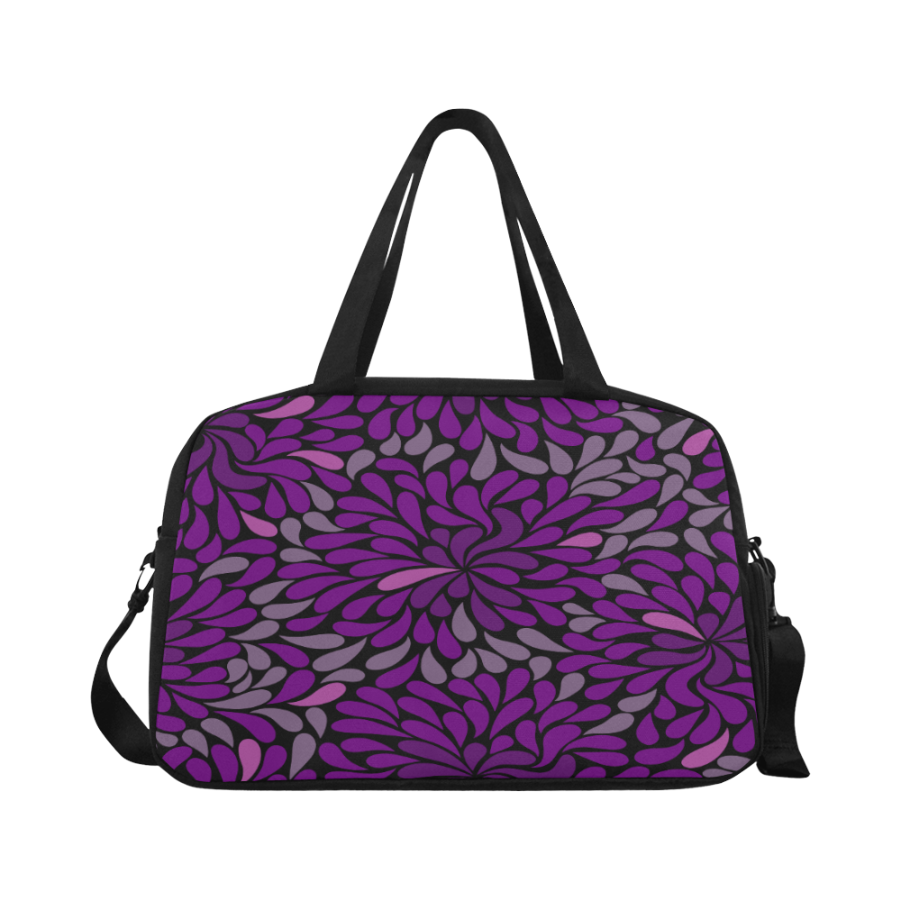 Purple leaves black Fitness Handbag (Model 1671)