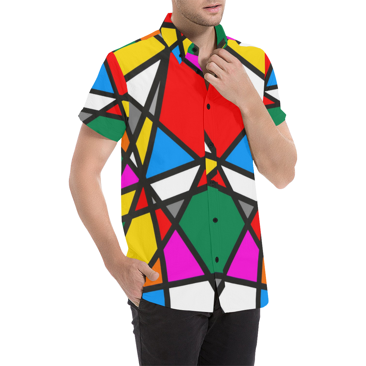 Popart Pattern by Nico Bielow Men's All Over Print Short Sleeve Shirt (Model T53)
