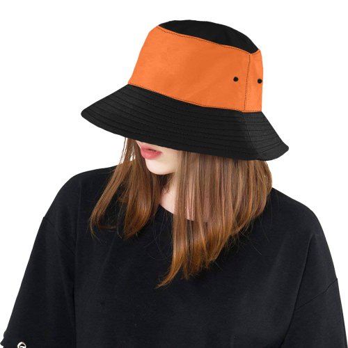 Solid Colors black and orange All Over Print Bucket Hat