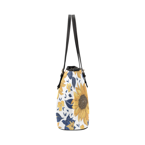 Sunflowers Tote Leather Tote Bag/Small (Model 1651)