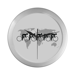 The Bicycle Race 3 Black Silver Color Wall Clock