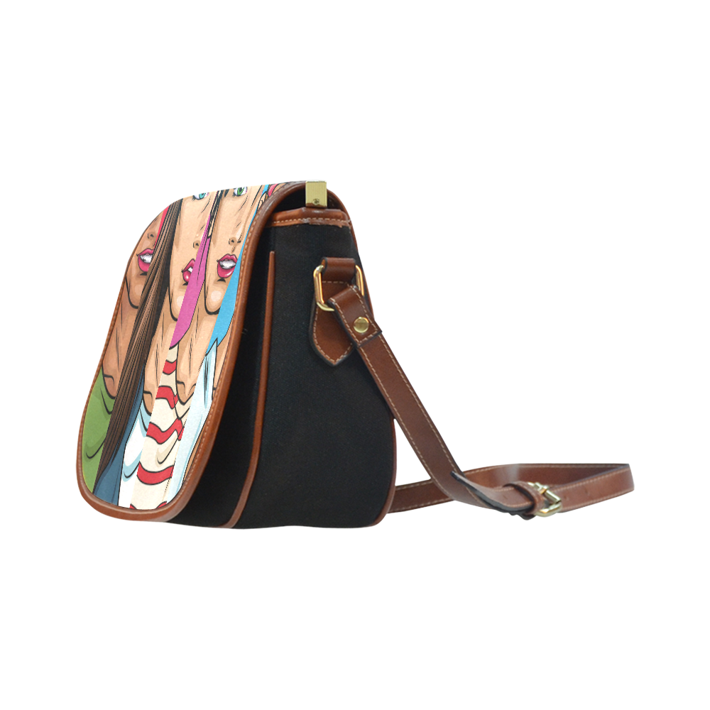 Women Pop Art Saddle Bag/Small (Model 1649)(Flap Customization)