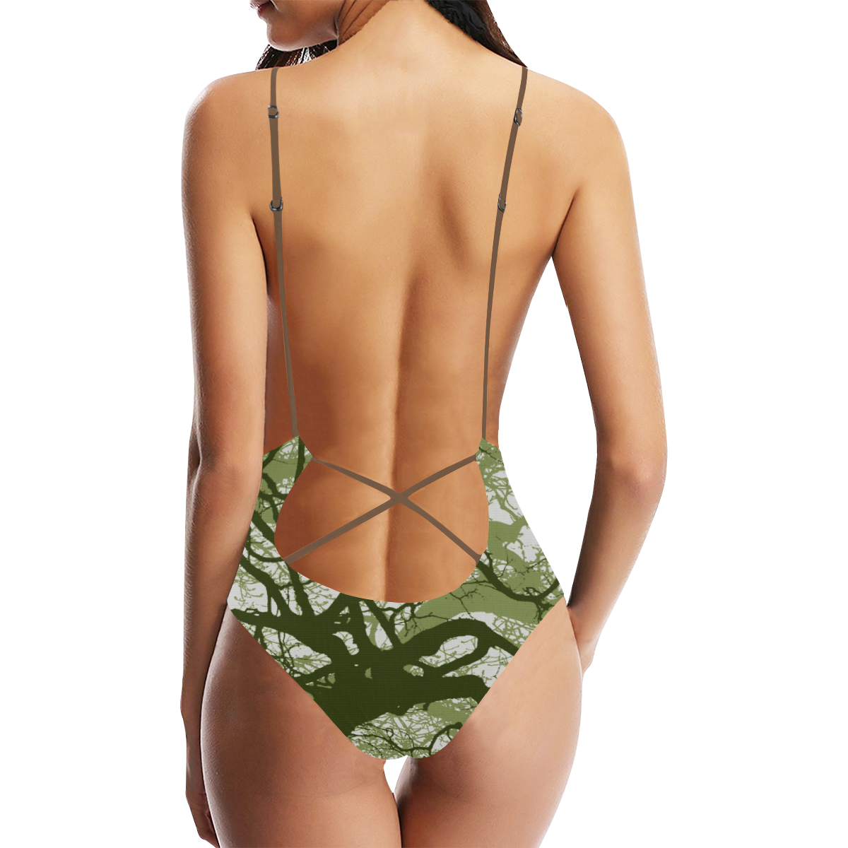 INTO THE FOREST 11 Sexy Lacing Backless One-Piece Swimsuit (Model S10)