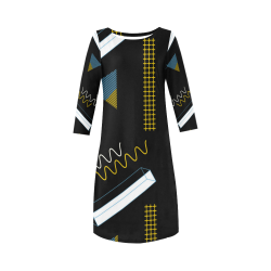 Geoemetric shapes artistic composition Round Collar Dress (D22)