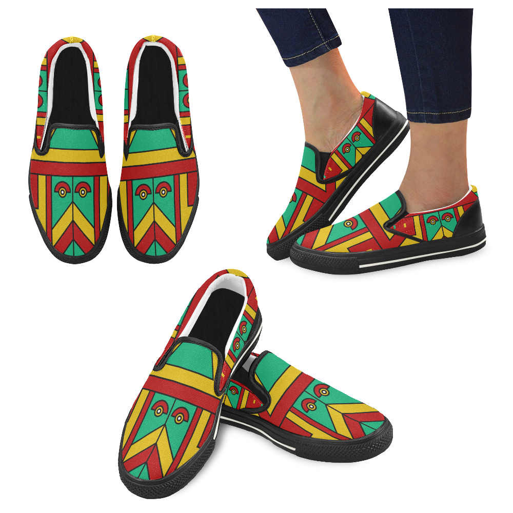 Aztec Spiritual Tribal Women's Slip-on Canvas Shoes/Large Size (Model 019)