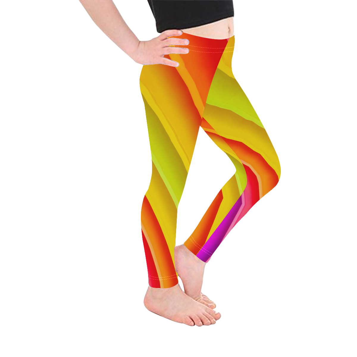 Rainbow Colour Twist Kid's Ankle Length Leggings (Model L06)