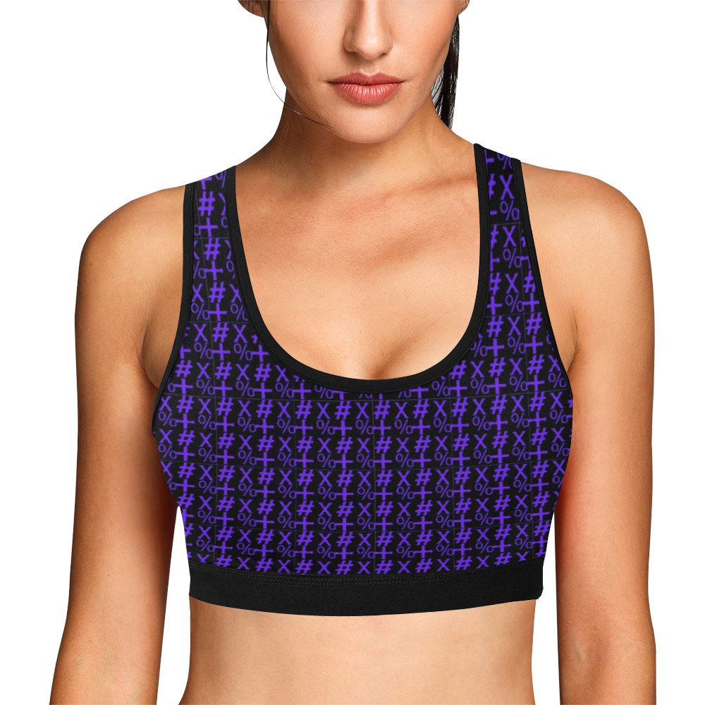 NUMBERS Collection Symbols Purple Women's All Over Print Sports Bra (Model T52)