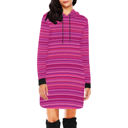 Multicolored wavy pattern All Over Print Hoodie Mini Dress (Model H27)