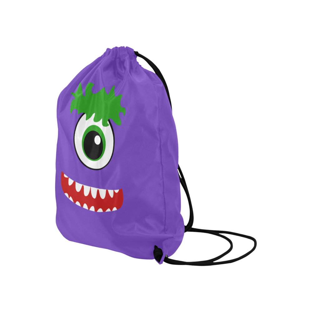 Kawaii Smiling One Eyed Monster Large Drawstring Bag Model 1604 (Twin Sides)  16.5"(W) * 19.3"(H)