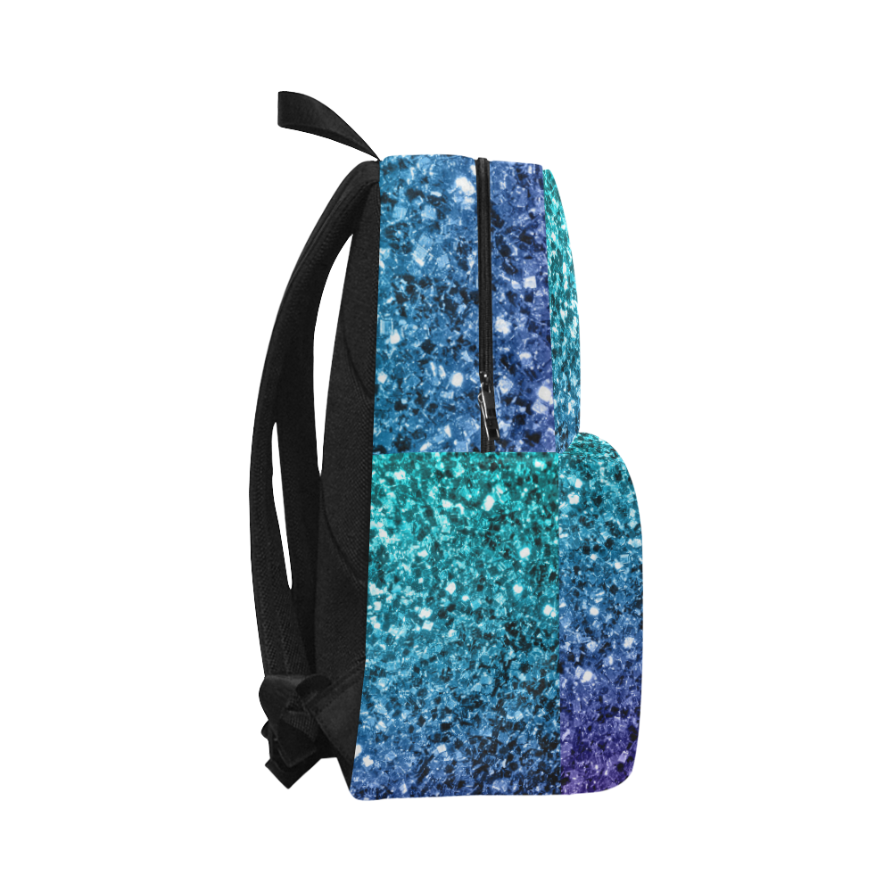 Beautiful Aqua blue Ombre glitter sparkles Unisex Classic Backpack (Model 1673)