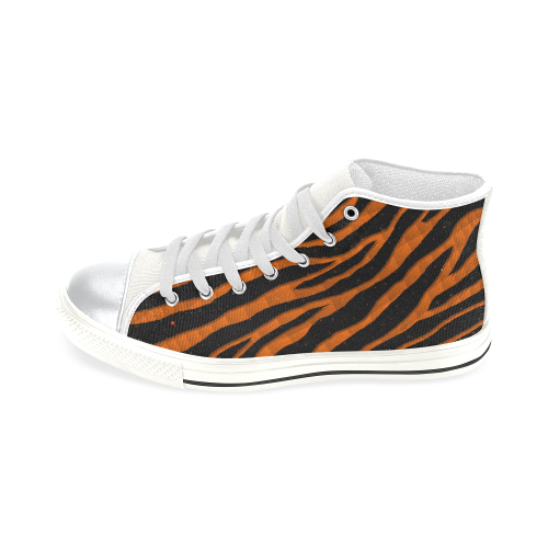 Ripped SpaceTime Stripes - Orange High Top Canvas Shoes for Kid (Model 017)