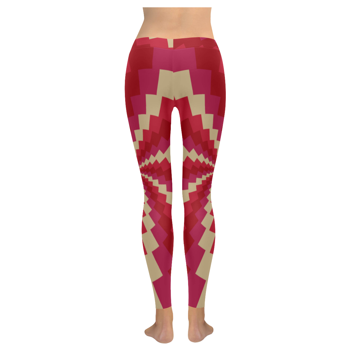 Pink red wave Women's Low Rise Leggings (Invisible Stitch) (Model L05)