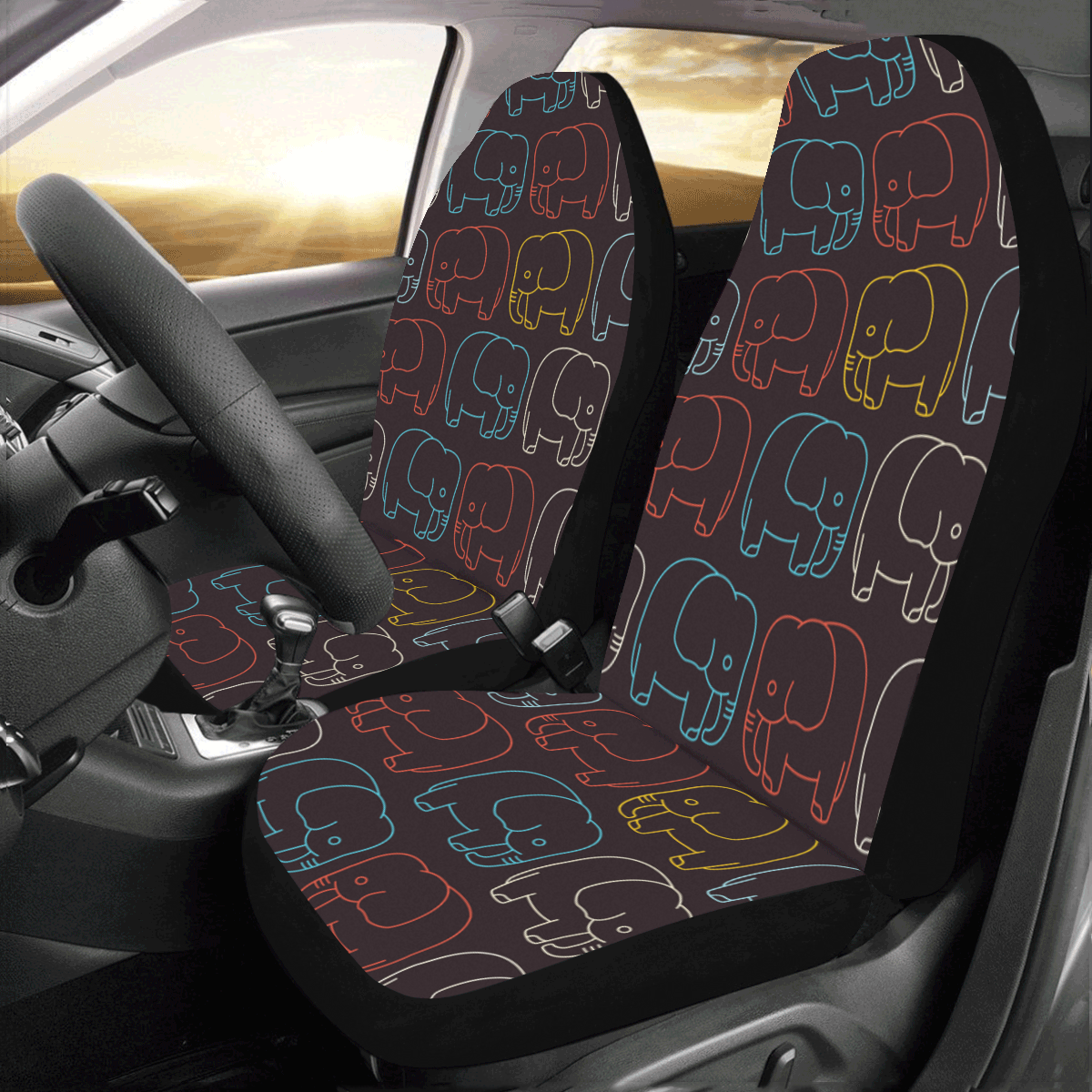 elephant pattern Car Seat Covers (Set of 2)
