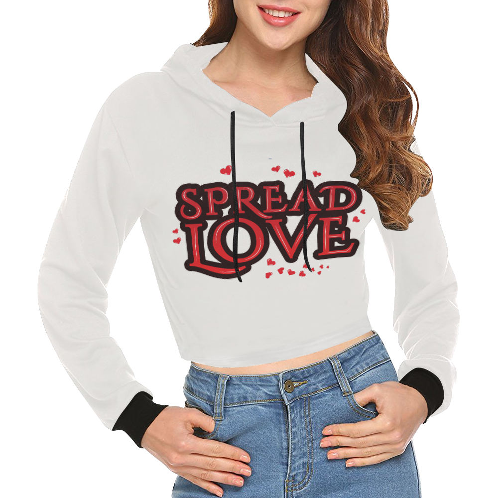 Spread love All Over Print Crop Hoodie for Women (Model H22)