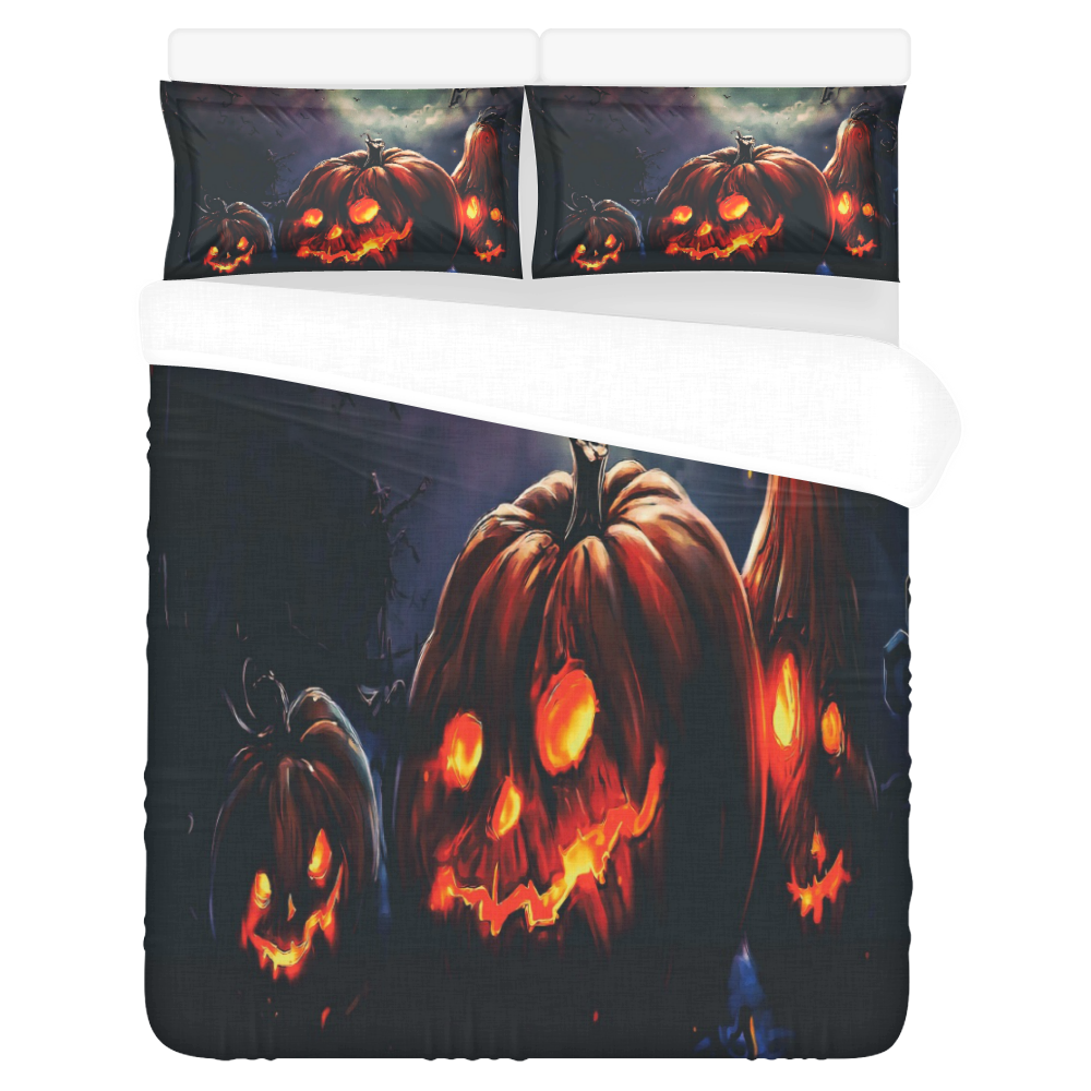 Halloween-3Punkin 3-Piece Bedding Set